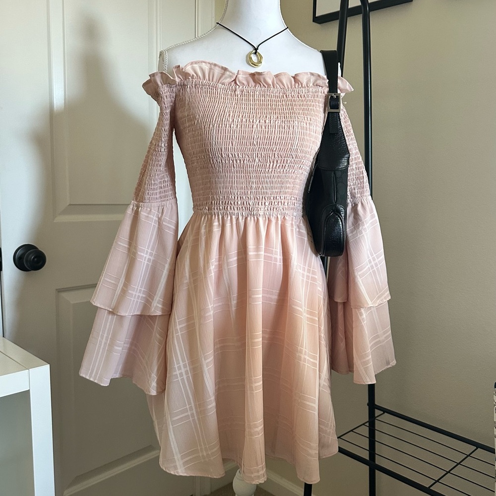 LPA pink off the shoulder dress